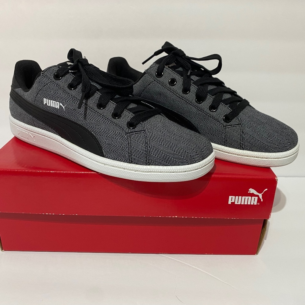 Puma Smash Herringbone Casual Athletic Mens Sneaker, Size 7, NWT, Black